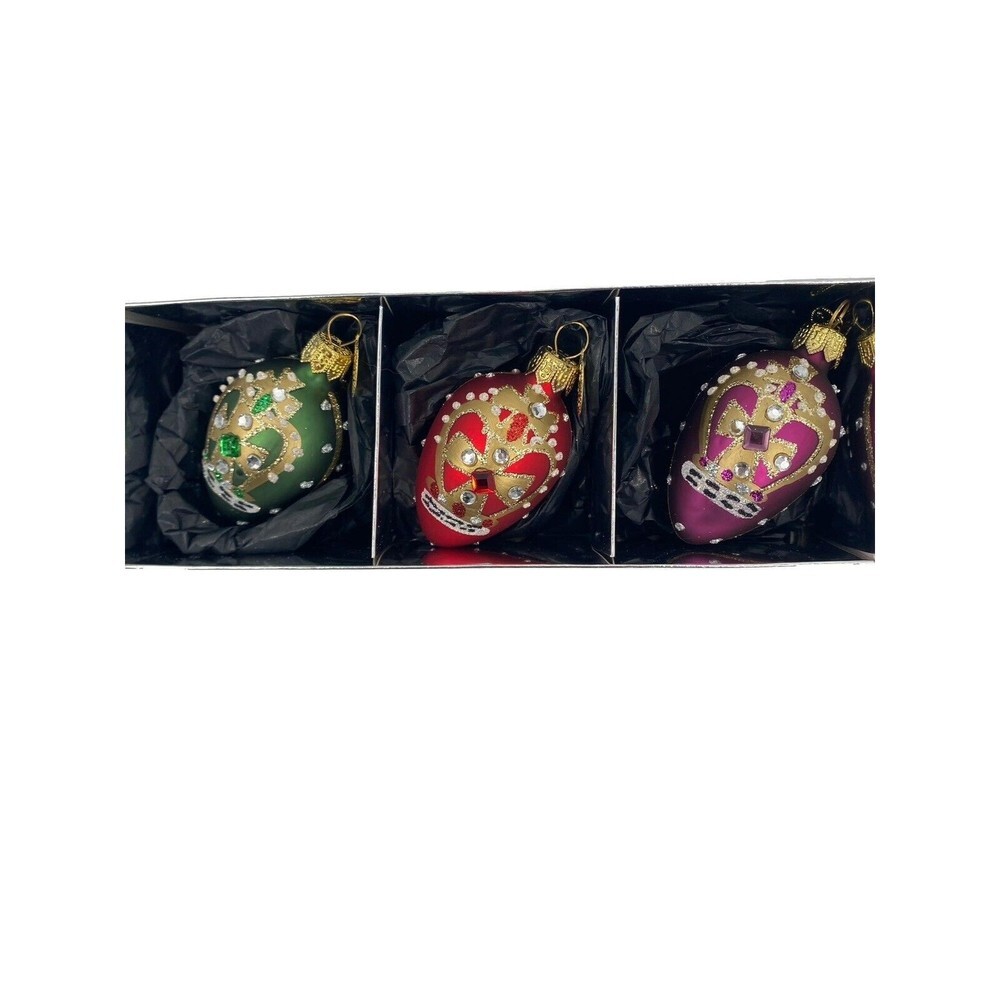 Brink Lovely Nordic Glass Baubles Christmas Decorations Egg Shape Cross Set Of 3